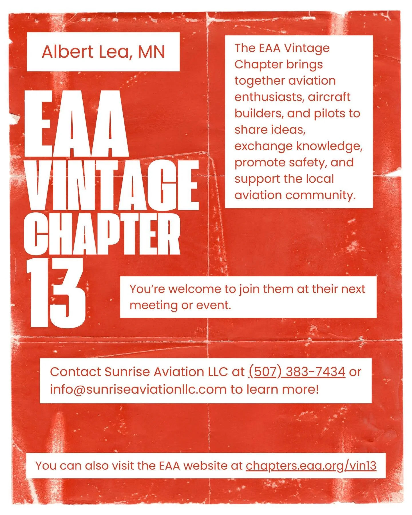 ✈️✨ Connect with our local aviation community here in Albert Lea!

#AviationCommunity #EAA #VintageAviation #AlbertLeaMN #FlyLocal #AviationLife #PilotLife #GeneralAviation #AviationEvents #aviationenthusiast
