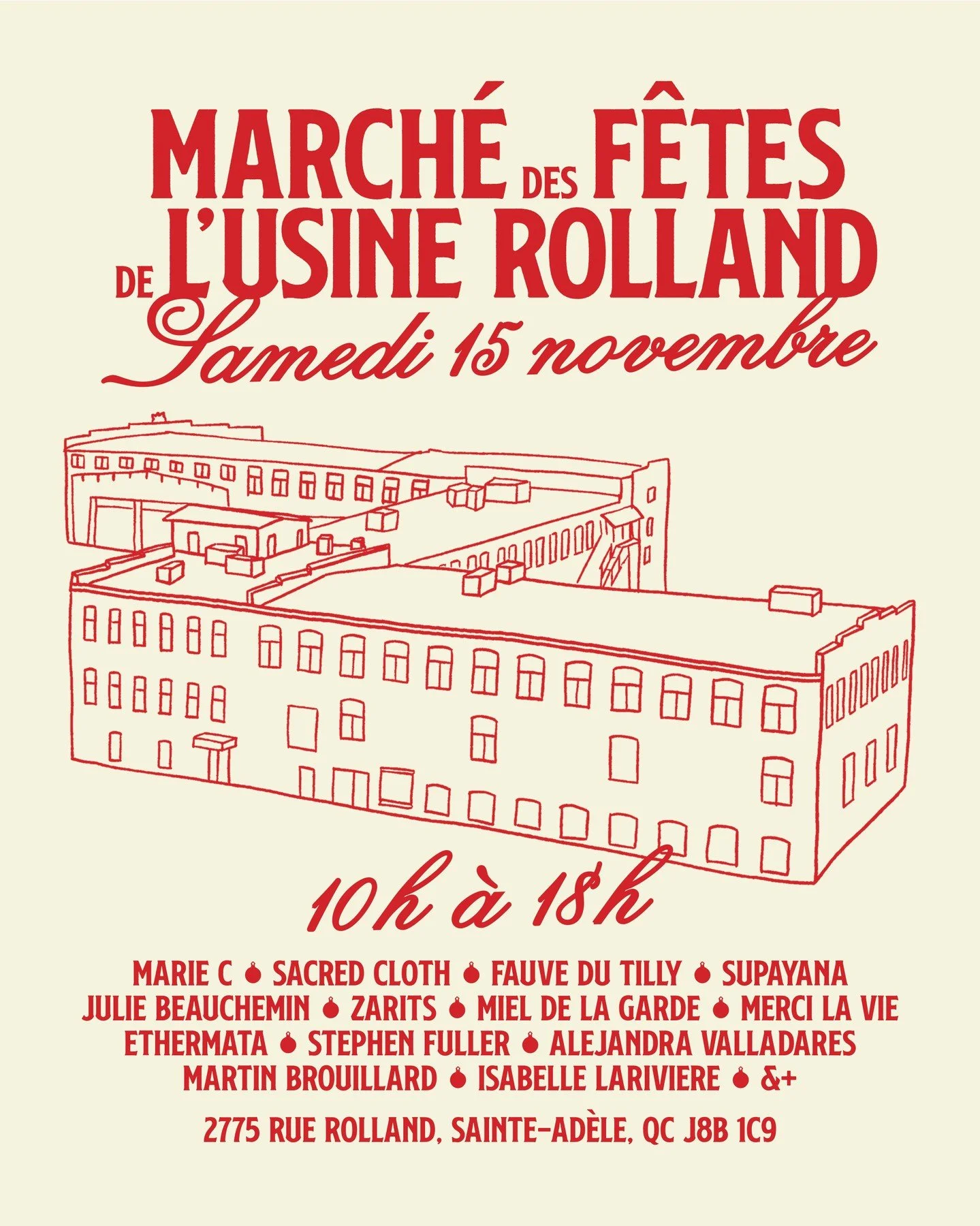 March&eacute; des F&ecirc;tes de l&rsquo;Usine Rolland 🎄

Le 15 novembre, l&rsquo;Usine Rolland ouvre ses portes pour la toute premi&egrave;re &eacute;dition de son march&eacute; de No&euml;l.

Une journ&eacute;e festive qui r&eacute;unira les artis