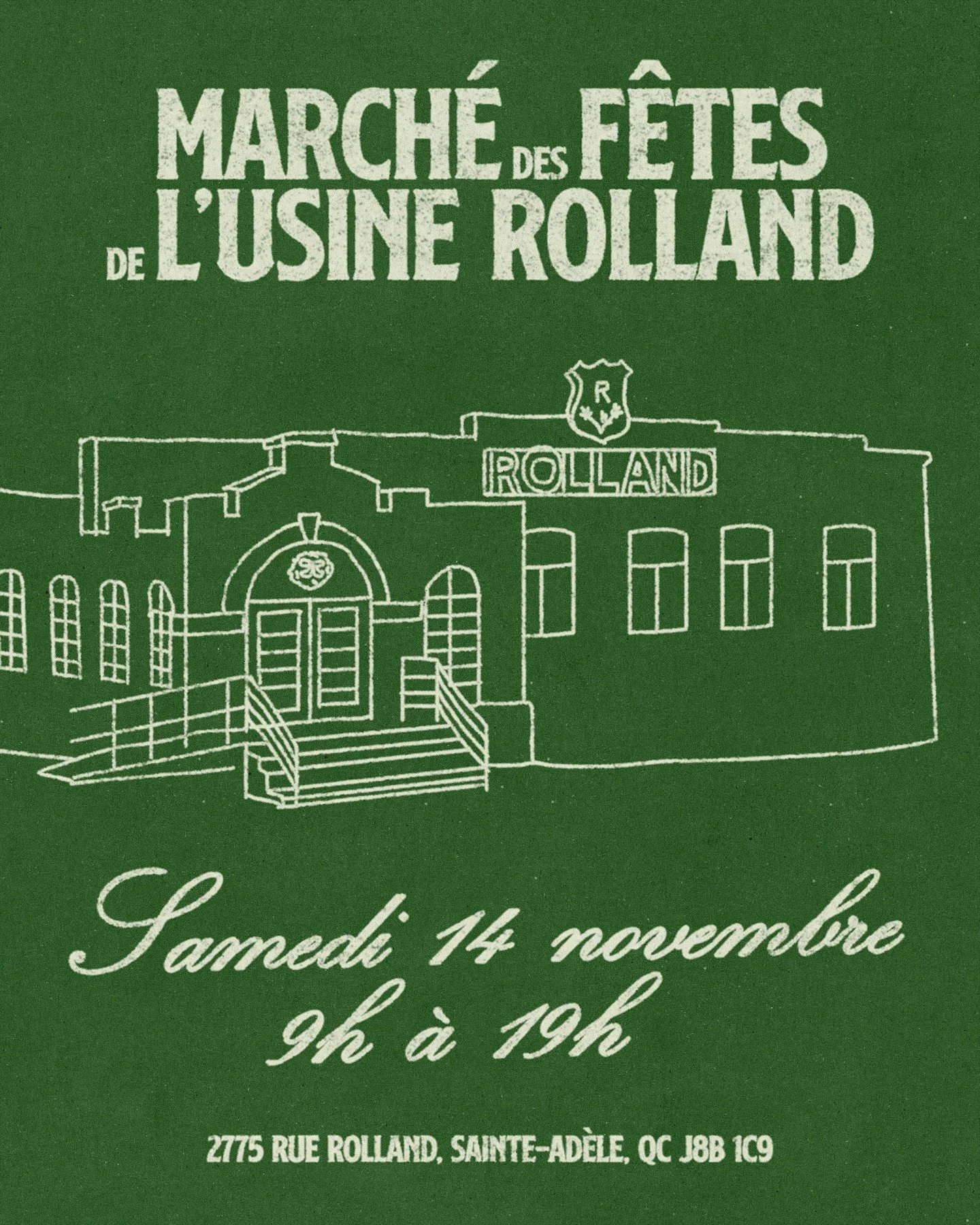 🎄 On peut enfin vous l'annoncer : le March&eacute; des F&ecirc;tes de l'Usine Rolland est de retour!

Le 14 novembre, l'Usine ouvre ses portes pour la deuxi&egrave;me &eacute;dition de son March&eacute; des F&ecirc;tes.

Une journ&eacute;e qui r&eac