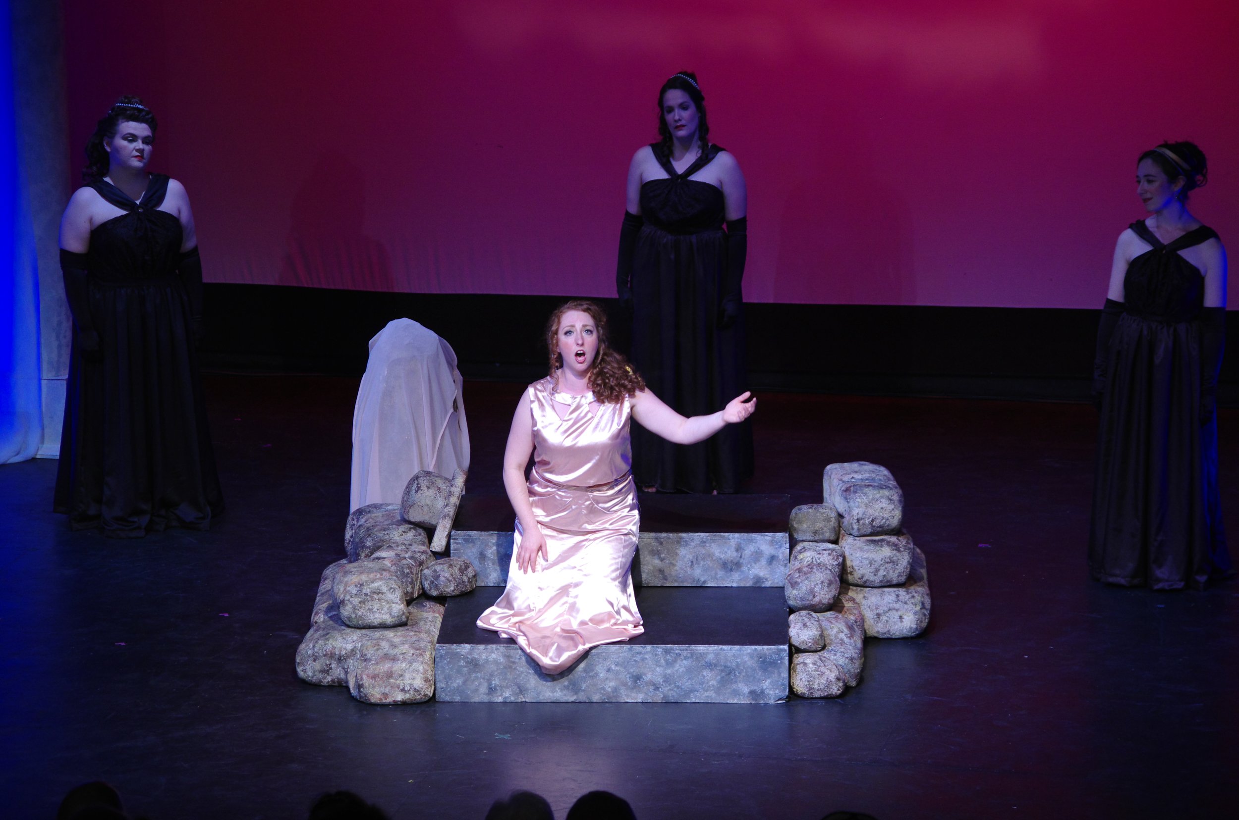 Ariadne: Rachel Krehm; Dryad: Emma Bergin; Echo: Carole-Anne Roussel; Naiad: Sara Schabas; Photo Credit: John Martens