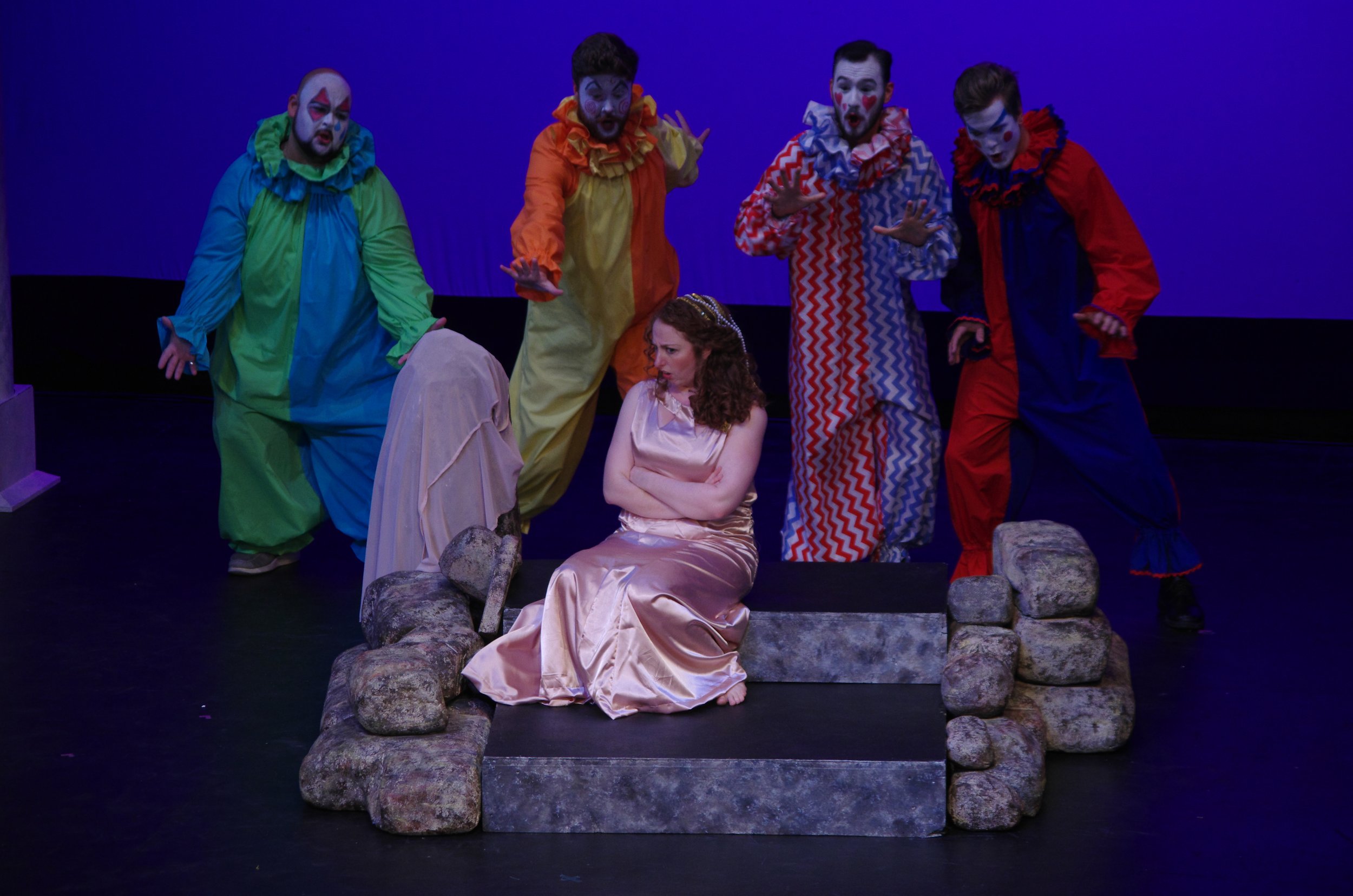 Ariadne: Rachel Krehm; Brighella: Sunny Shams; Scaramuccio: Daevyd Pepper; Harlequin: Micah Schoeder; Truffaldino: Brenden Friesen; Photo credit; John Martens