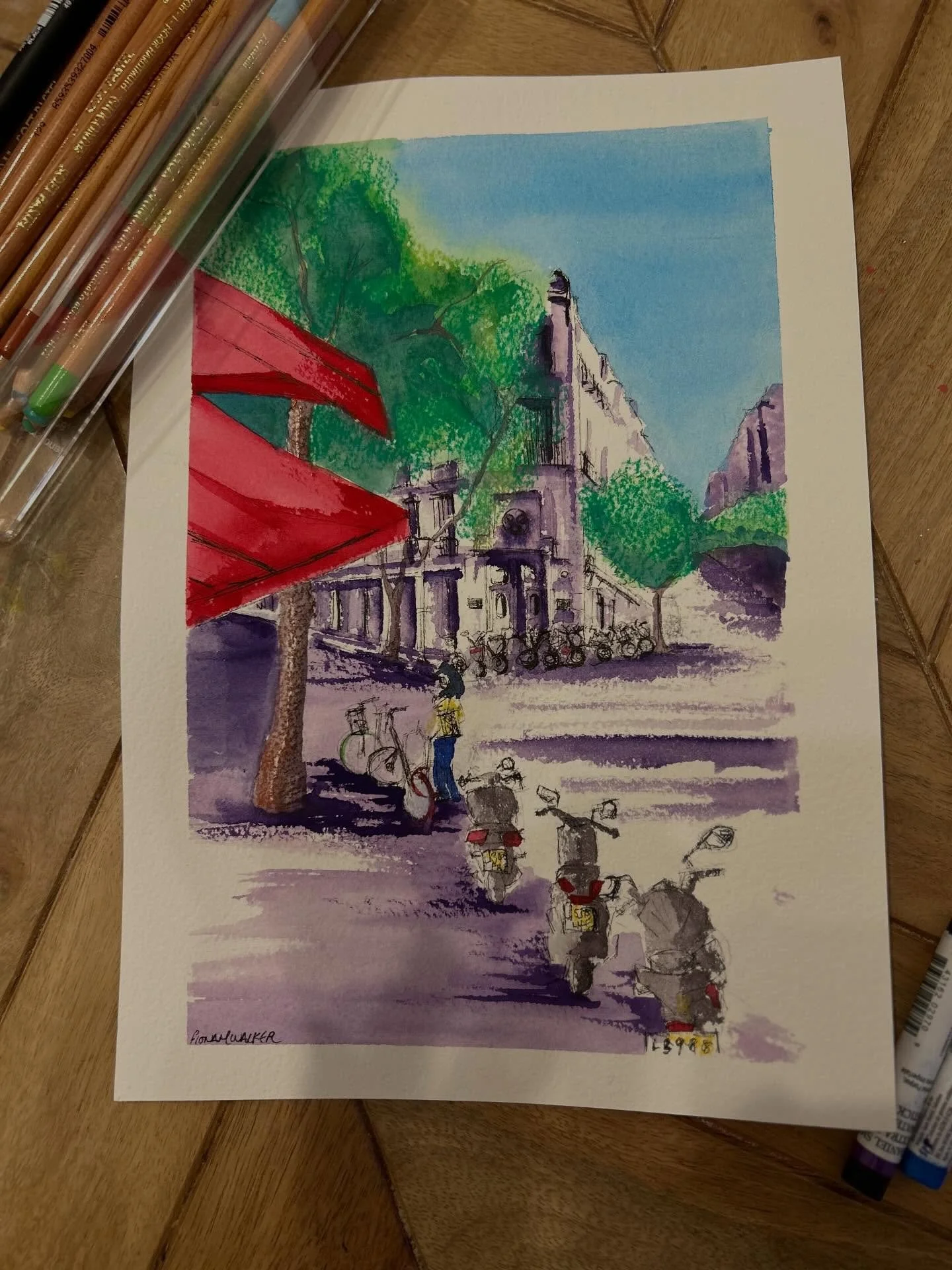 My Christmas Day painting - going to make this an annual thing I think, ultimate relaxation! From a photo I took in Valencia in October. #art #artwork #painting #valencia #spain #spanish #architecture #city #artist #scottishartist