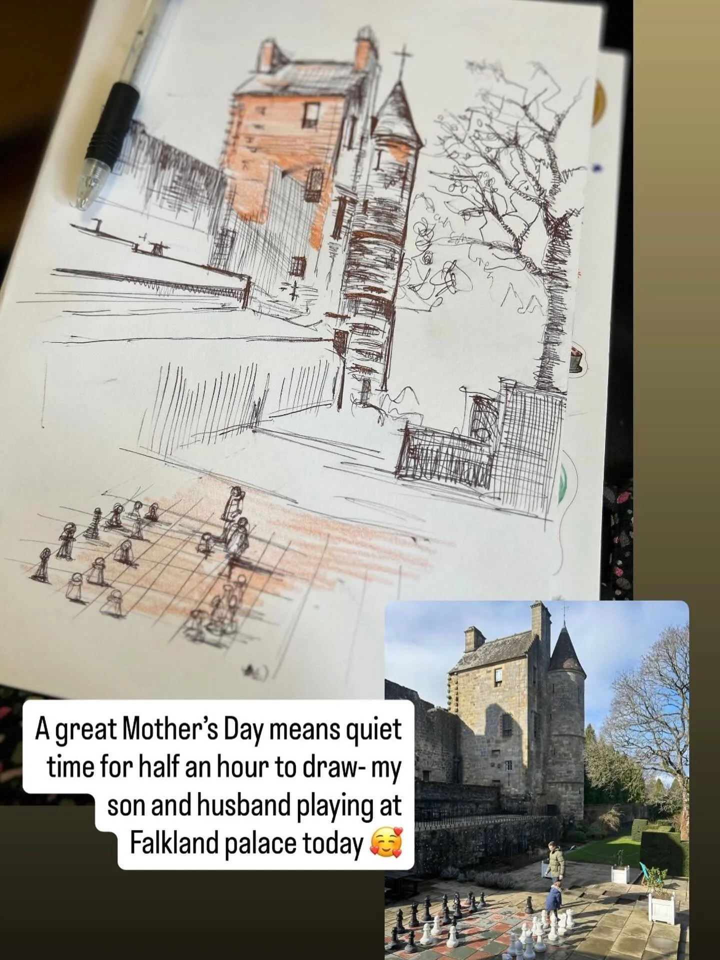 Biro and kids&rsquo; colouring pencil on the back of a &lsquo;Tiger Who Came to tea&rsquo; kids&rsquo; activity book 😂🥰 

#willdrawanywhere #mothersday #drawing #sketching #creating