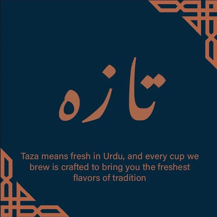 Welcome to Taza! 

Taza means fresh in Urdu, and every cup we brew is crafted to bring you the freshest flavors of tradition.

#Taza #Specialty #Chai #Coffee #Latte #Caffeine #Pakistani #CoffeeCart #DMV #Maryland #Virginia #DC