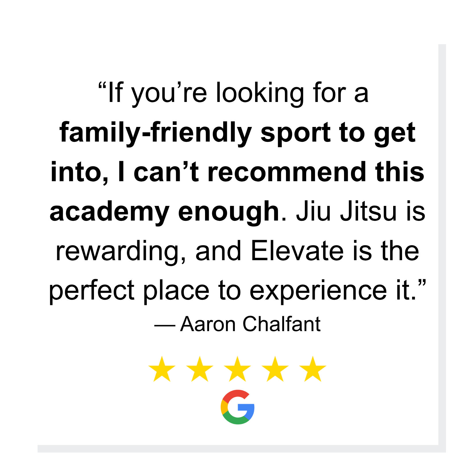 If you’re looking for a family-friendly sport to get into, I can’t recommend this academy enough. Jiu Jitsu is rewarding and Elevate is the perfect place to experience it. 5-start BJJ gym review grand junction
