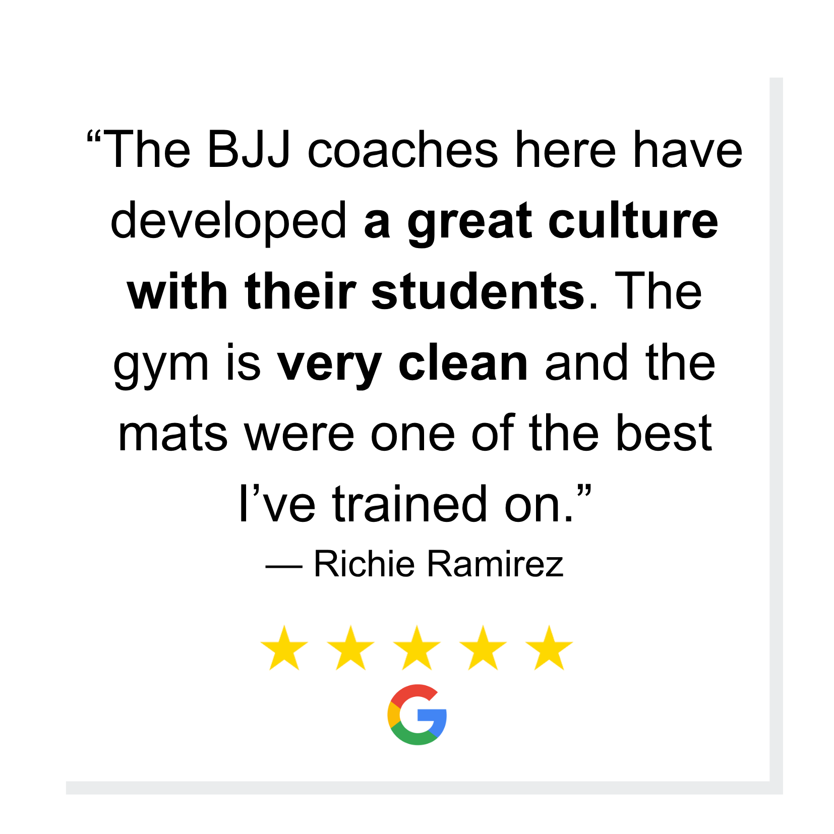 the BJJ coaches here have developed a great culture with their students. The gym is very clean and the mats were one of the best I’ve trained on. 5-star Review of a Jiu Jitsu Gym in GJ
