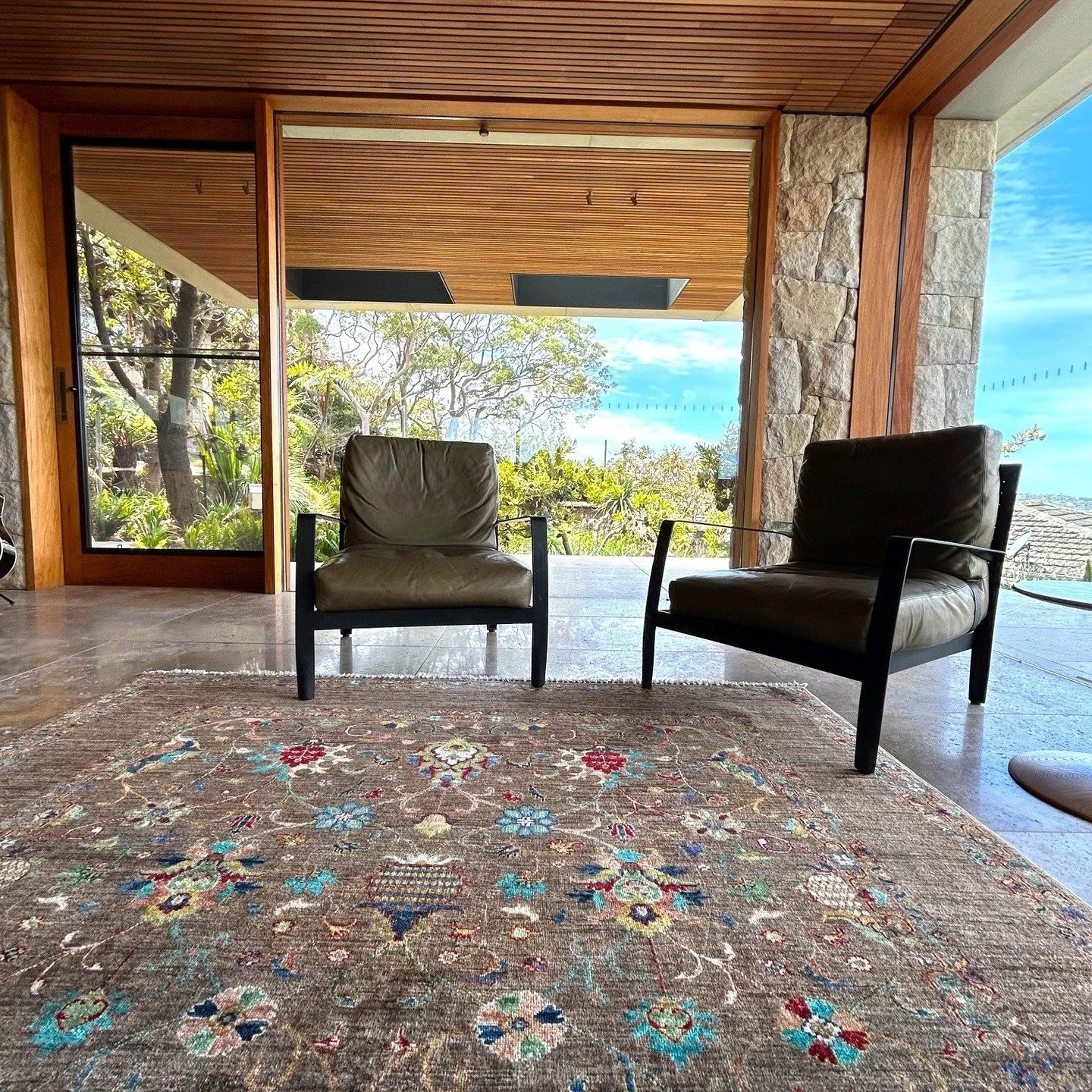 Clients own Persian Rug and reupholstered Minotti armchairs, I selected 16 years ago