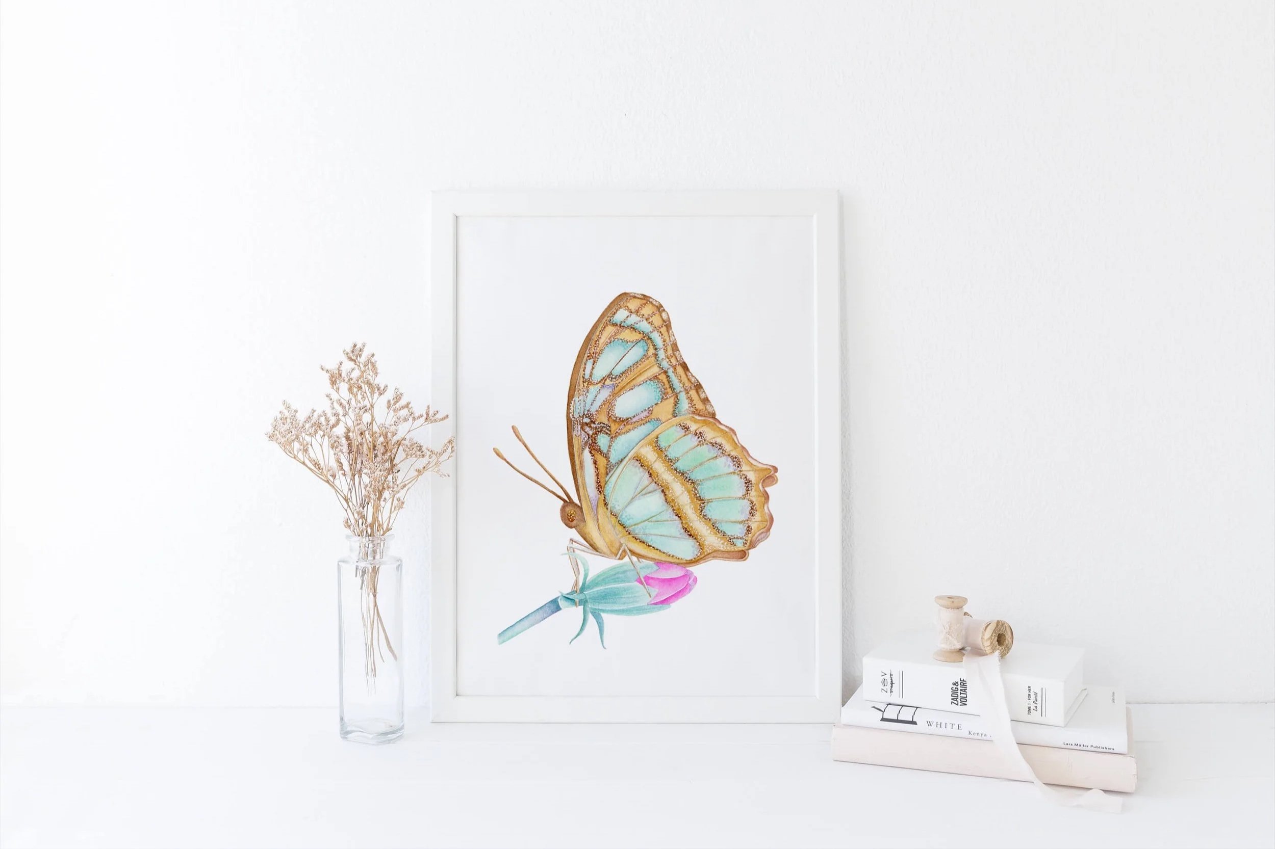 The malachite butterfly watercolour painting by Alma Colours, watercolour artist in Abu Dhabi