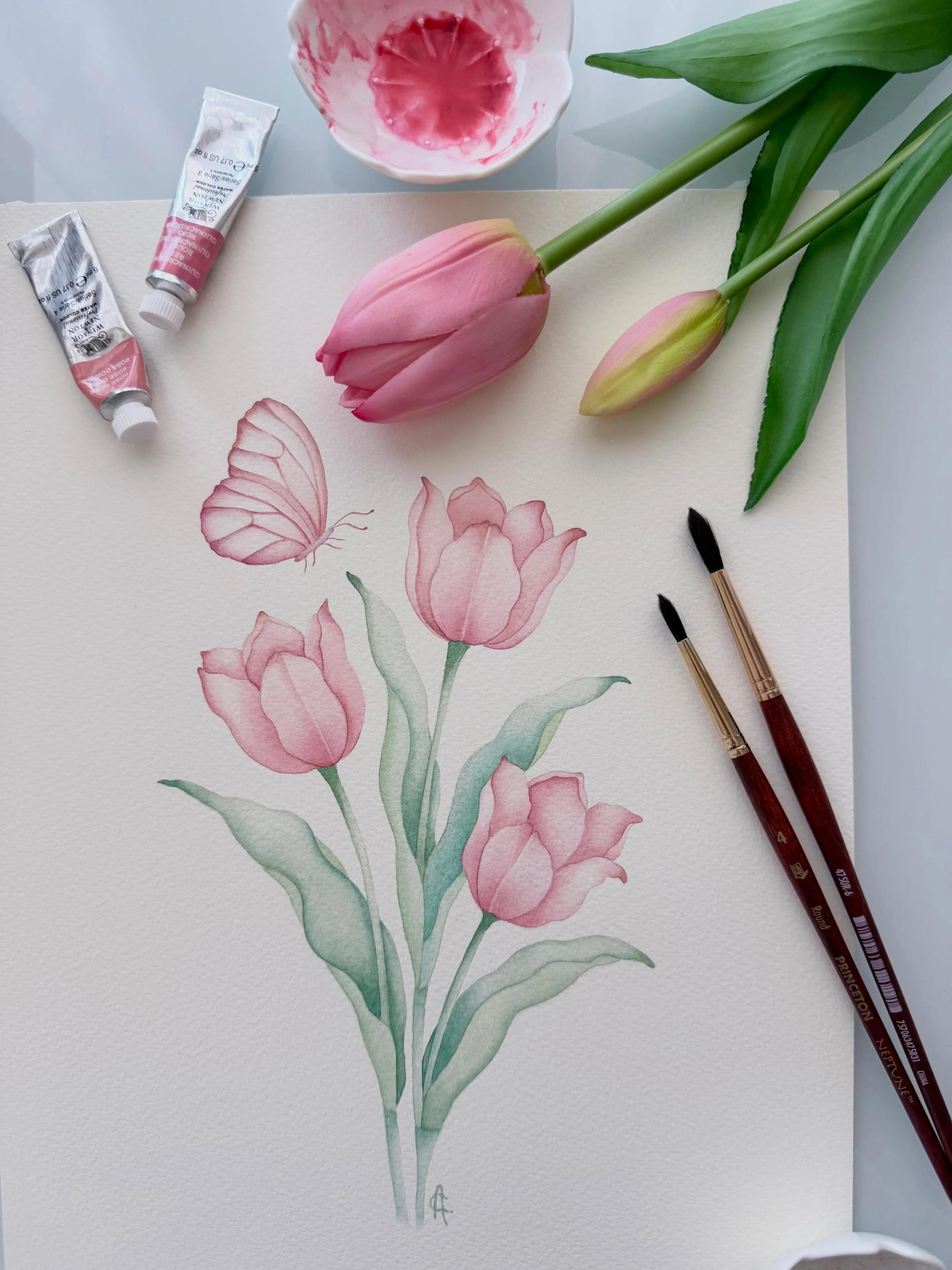 Pink tulips 🌷 for love, affection, and devotion. Part of The Messenger Collection 🦋

Long before they reached the gardens of Europe, tulips grew wild across Central Asia and were first cultivated in 10th-century Persia. Their name is linked to a Pe