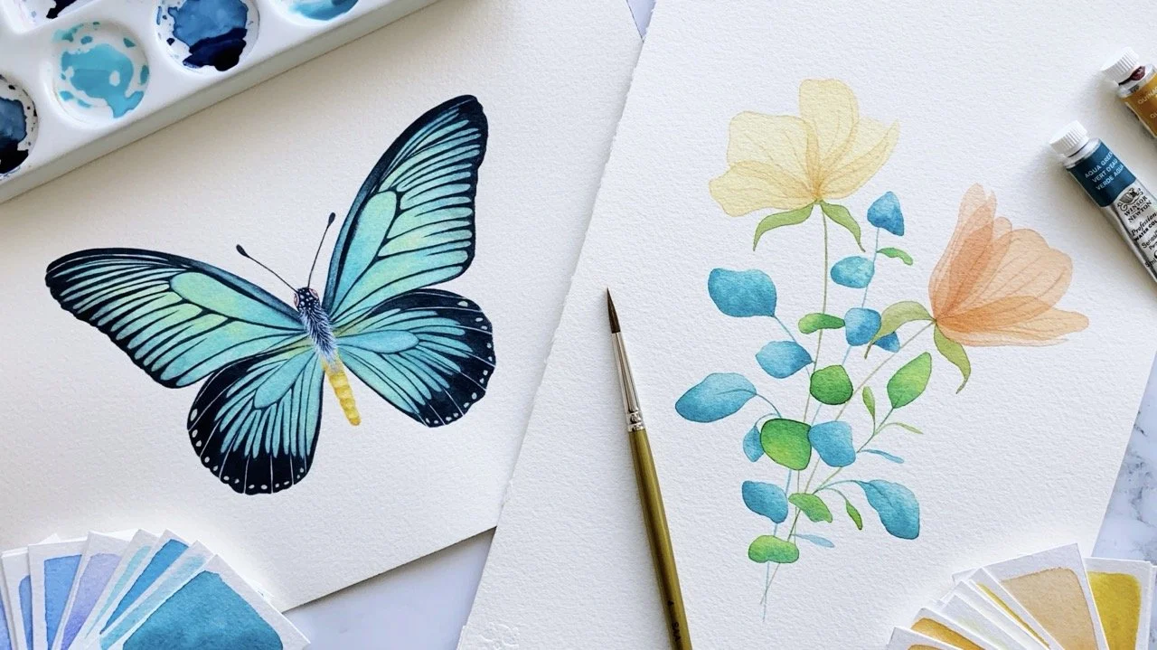 Alma Colours - Butterfly watercolour painting
