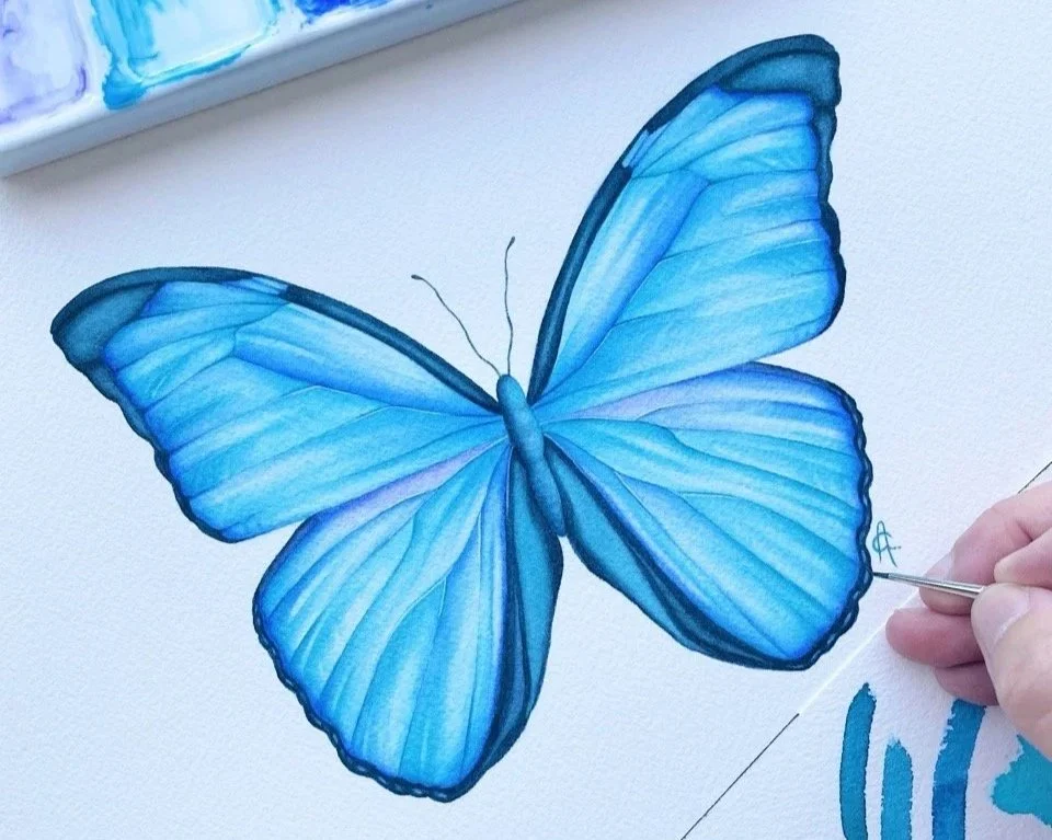 Alma Colours - The Blue Morpho watercolour painting.jpg