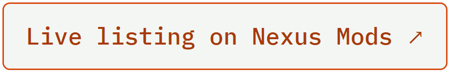 Text reading 'Live listing on Nexus Mods' with an arrow icon.