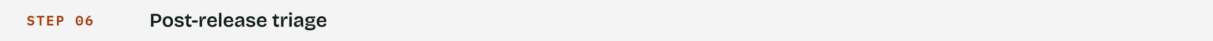Text reading 'STEP 06 Post-release triage' on a plain background.