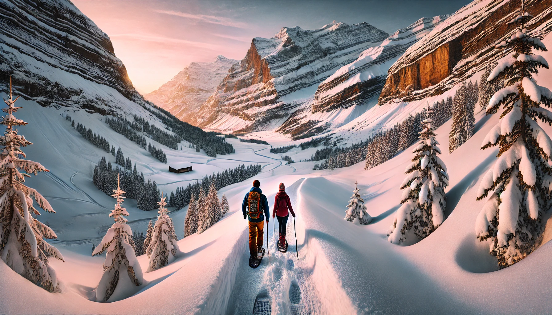 DALL·E 2025-01-15 16.00.26 - A panoramic landscape photo of a couple snowshoeing in Grindelwald, Switzerland, featuring a completely different composition. The couple is seen from.png
