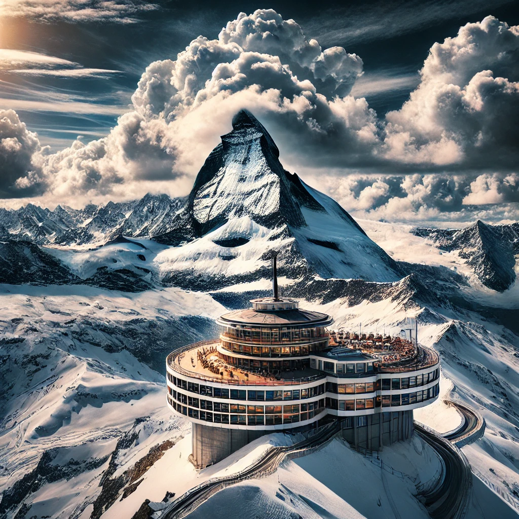 DALL·E 2025-01-16 12.57.55 - A spectacular view of Schilthorn and the surrounding peaks, with snow-covered alpine landscapes and dramatic clouds under a bright sky. Features the i.png