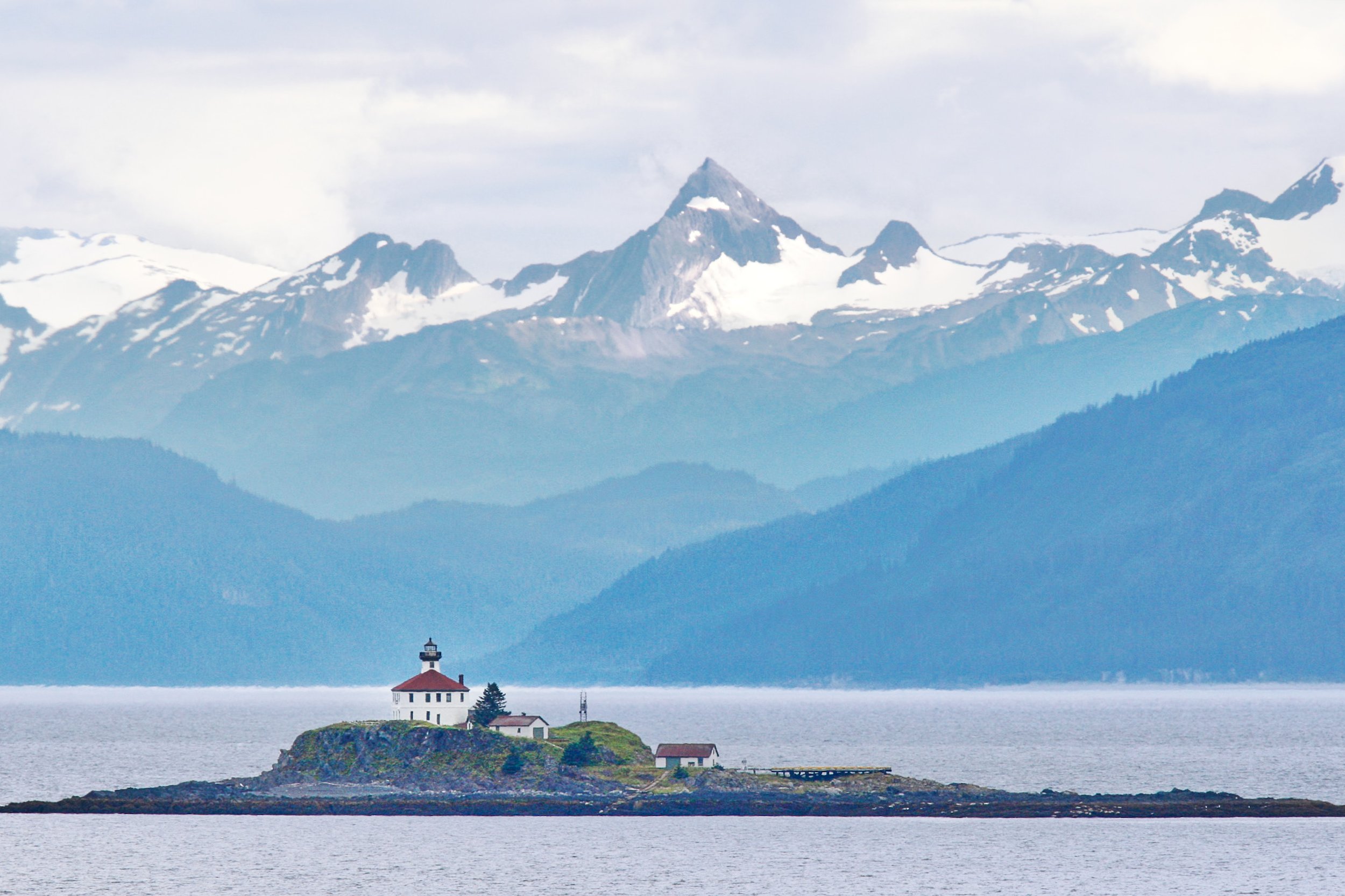 "Chilkat Mountains Over Eldred Rock"