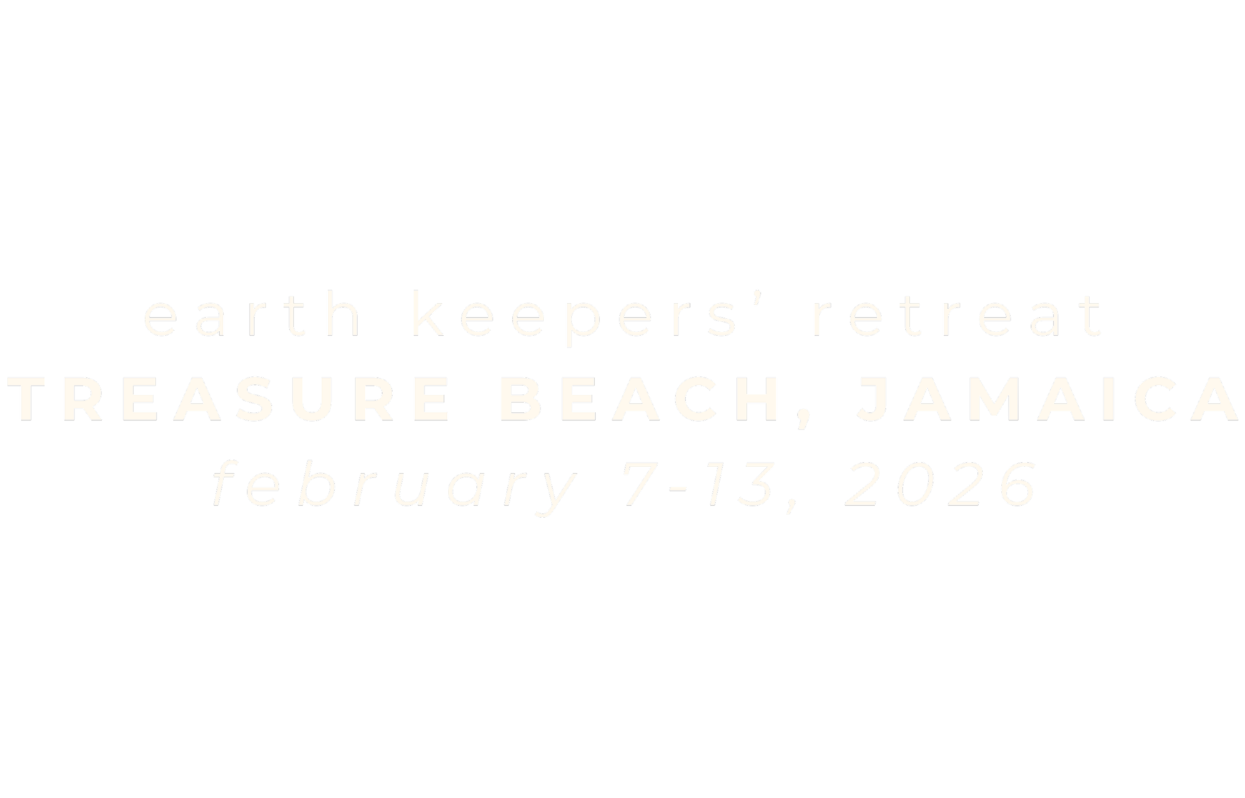 Event announcement for earth keepers' retreat at Treasure Beach, Jamaica, from February 7-13, 2026.