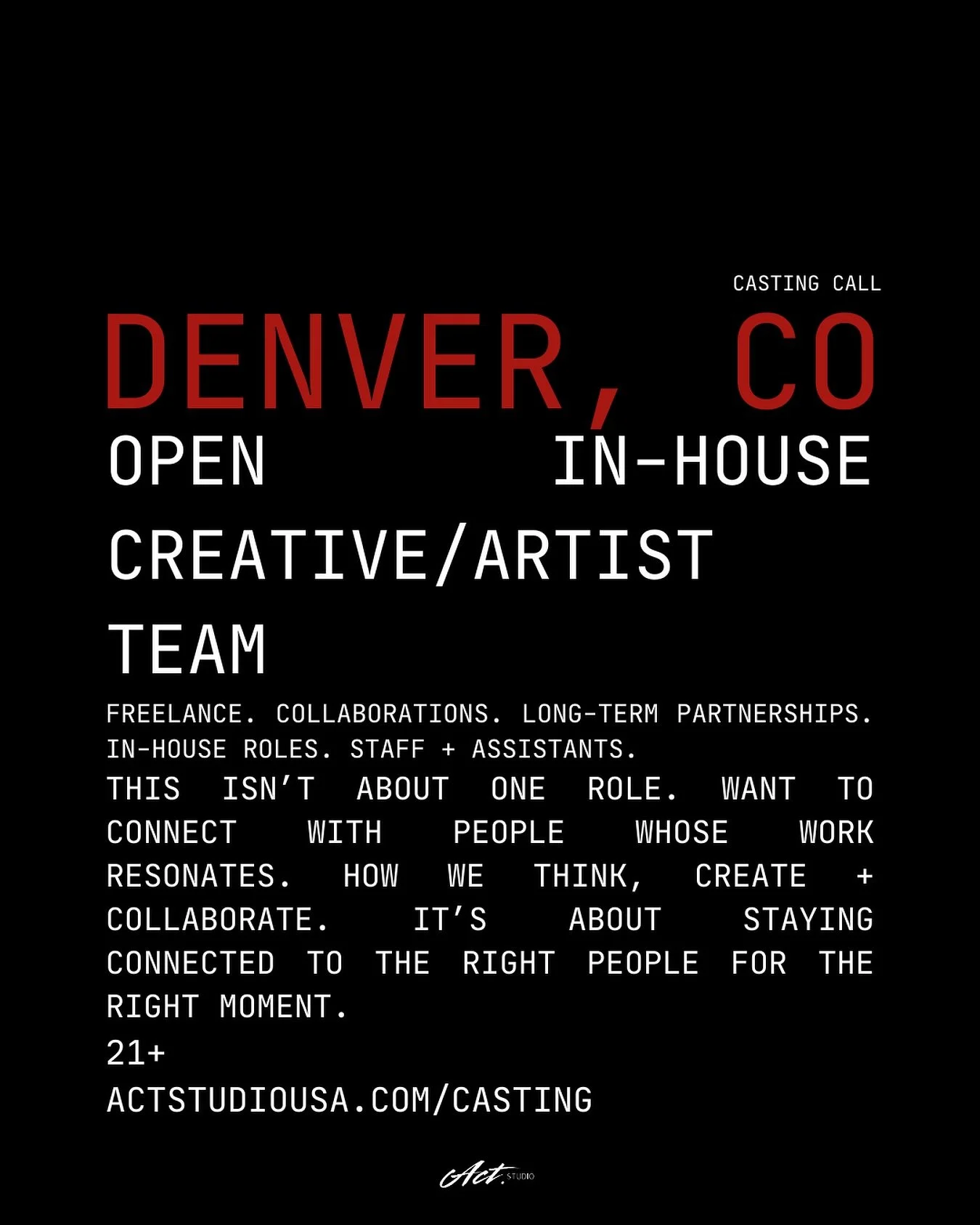 we&rsquo;re opening the doors for new energy 📸🎬✨ in-house creative roles for those ready to build, execute, create + shape with us.

We&rsquo;re calling in-house creatives to join&mdash;people who want to grow with us, build visions, storytelling a