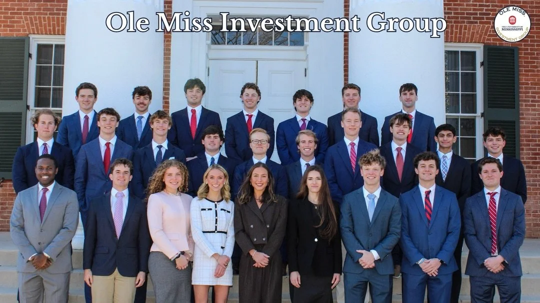 The Ole Miss Investment Group is proud to be a community of students committed to developing top-tier investors and future leaders. Through collaboration, sharp analysis, and a relentless passion for the markets, our members continue to level up and 