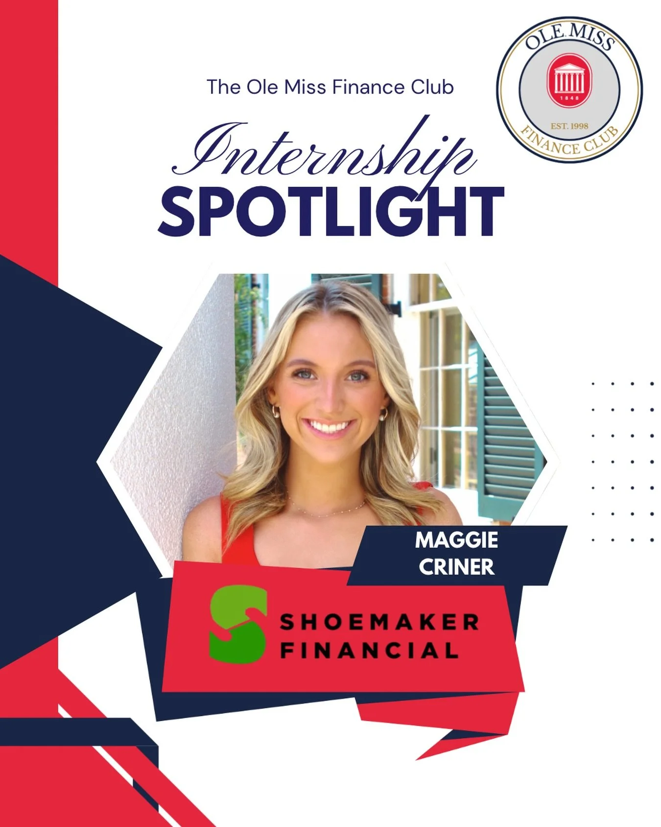 Internship spotlight in Maggie Criner!🎉

Maggie will be joining Shoemaker Financial in Germantown, TN as a Summer Intern, where she will gain experience in day-to-day operations, observe client meetings, complete mock financial plans, and assist wit
