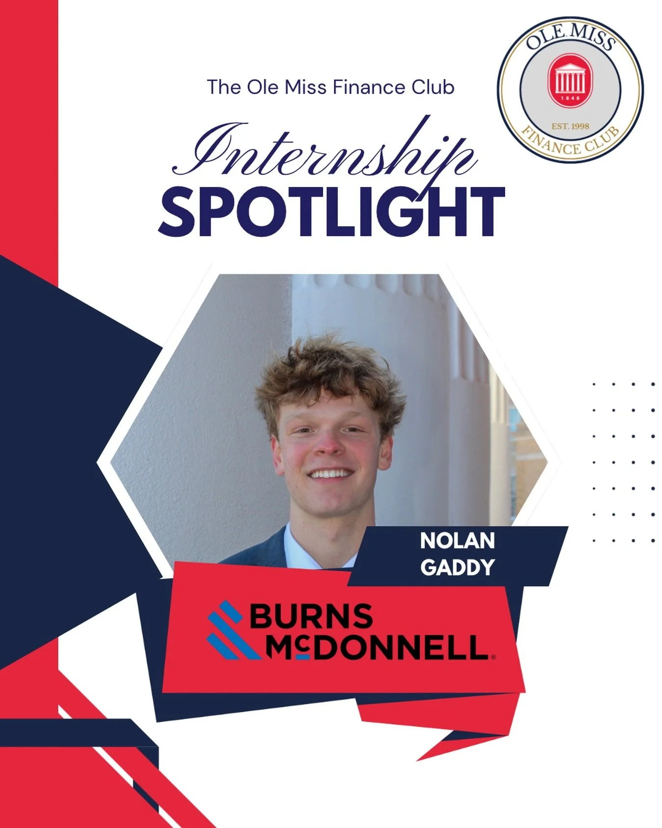 🌟 Internship Spotlight 🌟

Congratulations to Nolan Gaddy on landing a Project Controls Intern position with Burns &amp; McDonnell in St. Louis!

Nolan will gain hands-on experience while strengthening key skills like confidence in interviews and pr