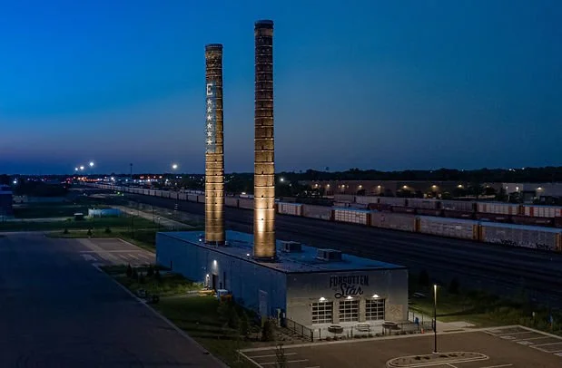 Fridley’s Northern Stacks redevelopment takes its name from the iconic stacks of Forgotten Star, a brewery housed in a former industrial facility. The stacks’ stars commemorate six Battle E awards won by the facility for supplying materials to U.S. M