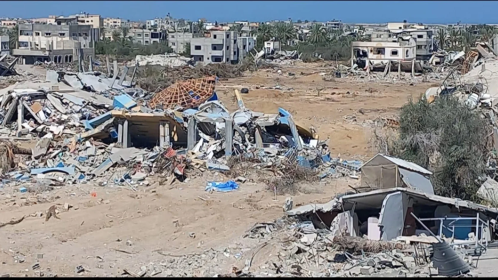 A photo of destroyed buildings in Gaza.