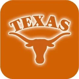 Texas Longhorn logo with orange background and "TEXAS" text