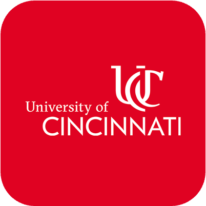 University of Cincinnati logo on a red background.