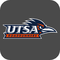 UTSA Roadrunners logo with a stylized bird head on a dark background.
