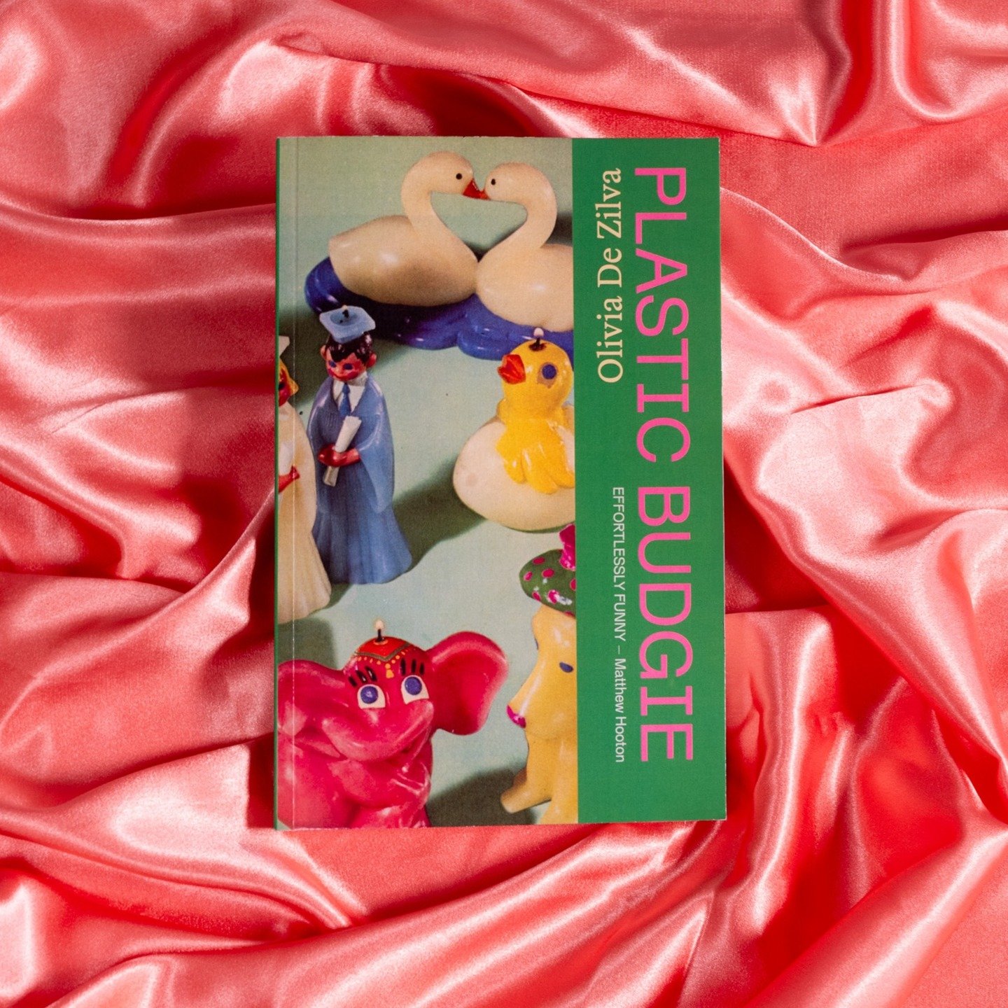 Olivia De Zilva's Plastic Budgie is beautiful and nostalgic and hilarious and slightly cursed. Out August (technically 29 July); available to pre-order now from us and all good bookshops. Merch incoming. And more pink satin cover reveals please, @ben