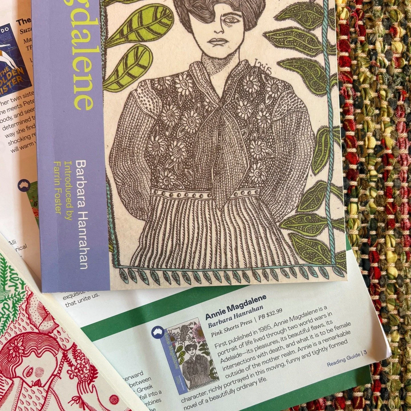 A joy chatting Barbara Hanrahan with @melissajfulton for the wonderfully named Literati Glitterati show on @3rrrfm yesterday. Here's Annie in the spring @bookpeopleau catalogue, available at your favourite local indie bookshop. Backdrop is a beautifu