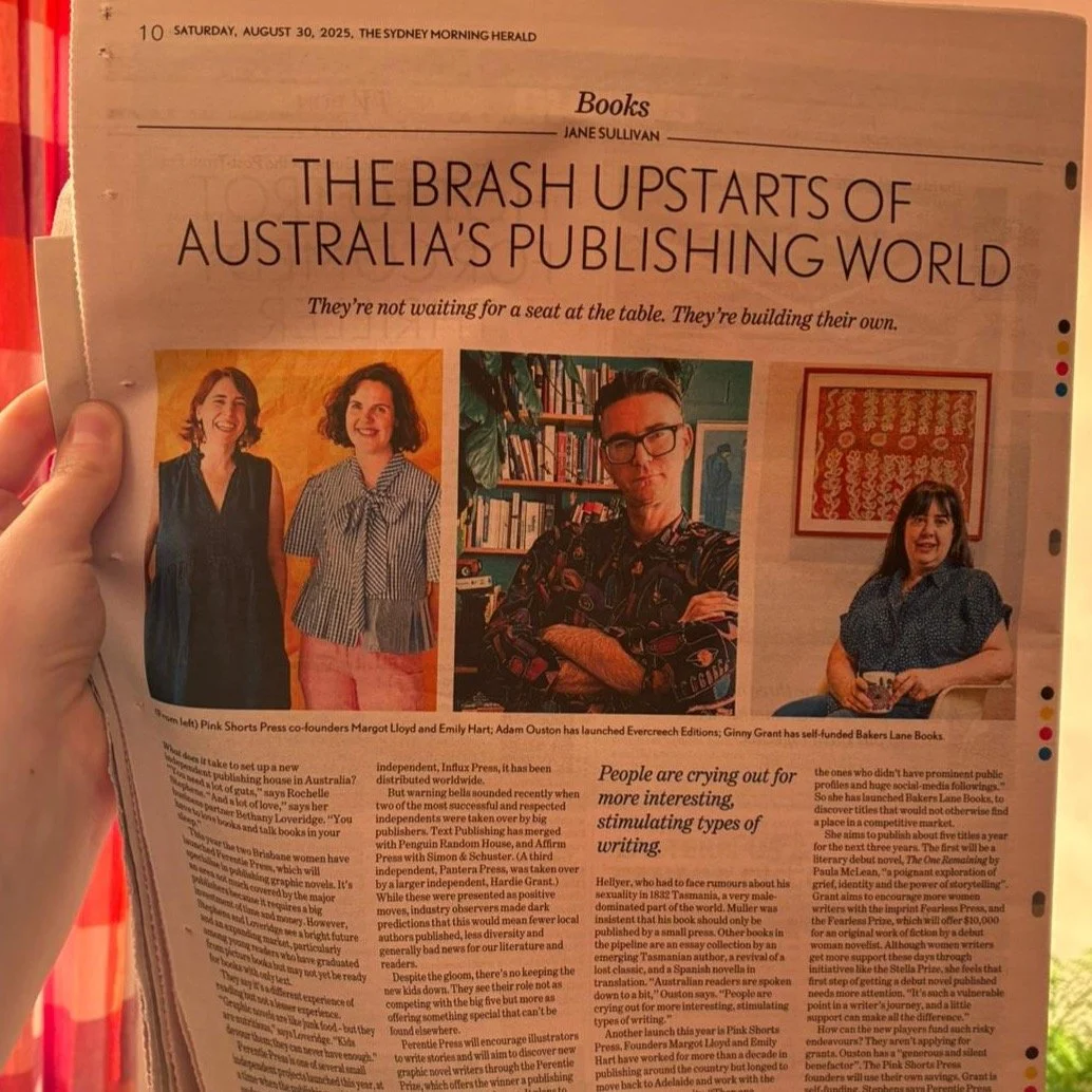 Brash book people in the SMH/Age. Thanks @emmabyausten for the pink-hued snap in that Sydney arvo light and @brihammond for photo skills as usual.