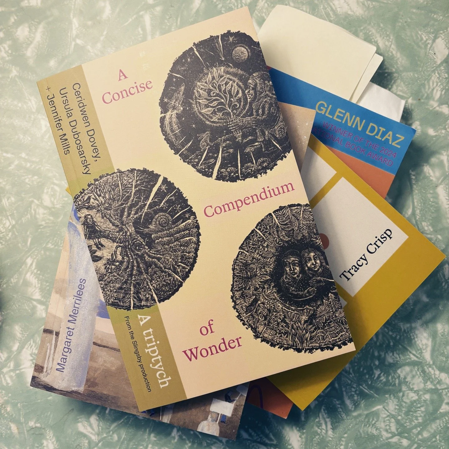 Four lovely advance reading copies, from six lovely authors, ready to go out into the world ahead of a March 2026 release (all available to pre-order now). Special shoutout to A Concise Compendium of Wonder the production, which is also available to