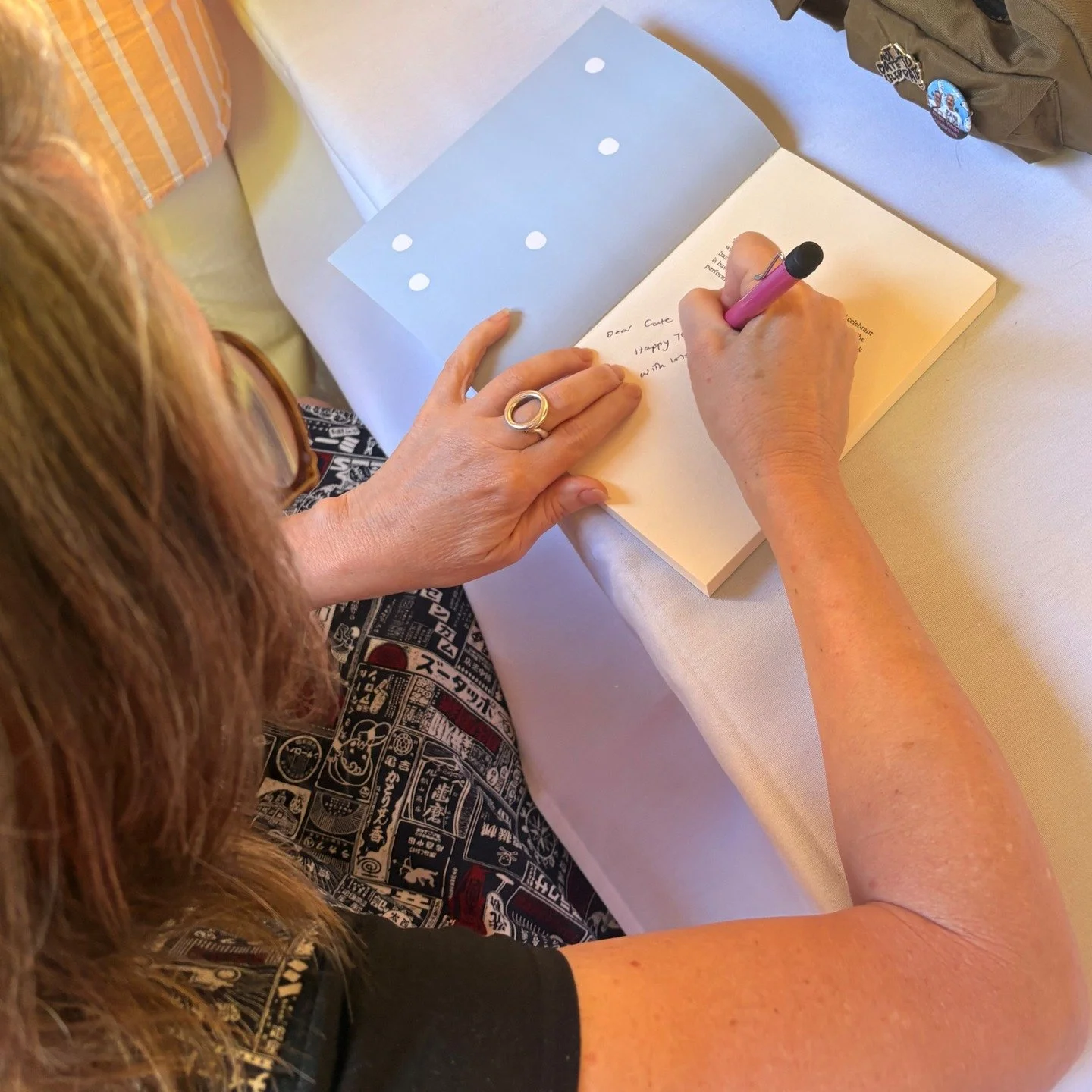 Tracy Crisp signing copies of Pearls for Constellations readers yesterday. Tracy has got two shows playing at @adlfringe at the moment, and will be heading over to Manly for their writers' festival in a couple of weeks. Most excitingly, @jaclyncrupi 