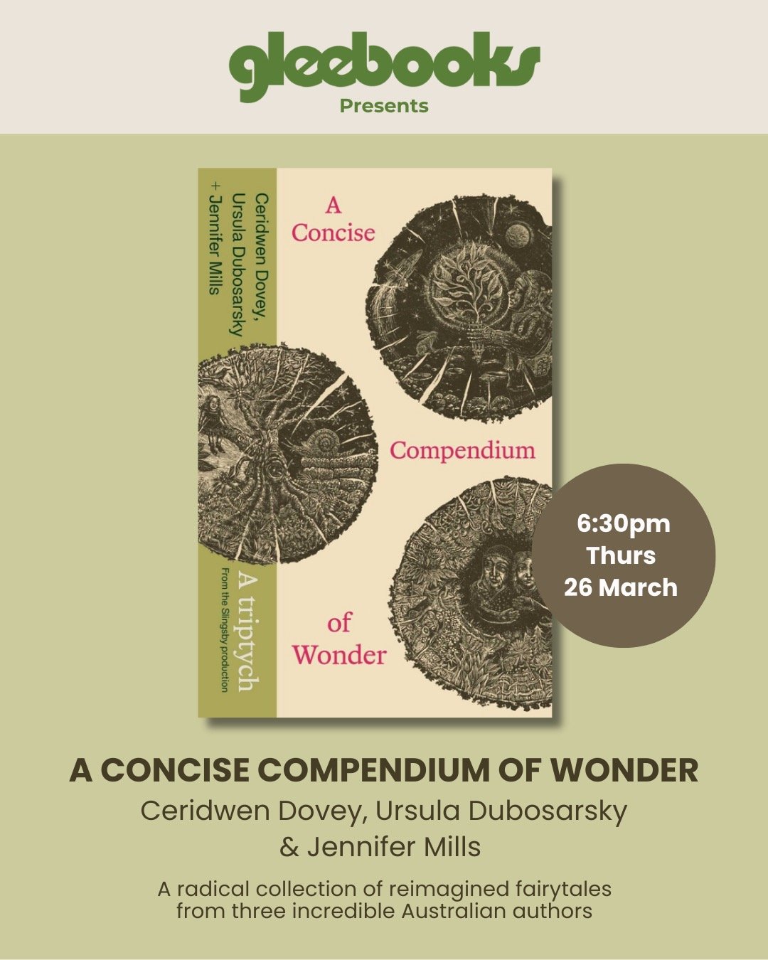 The three Concise Compendium of Wonder authors will be uniting for the first time ever at this event at Gleebooks in Sydney, to talk about how the stories in this beautiful book came to be &ndash; tickets available now! And watch out for the upcoming