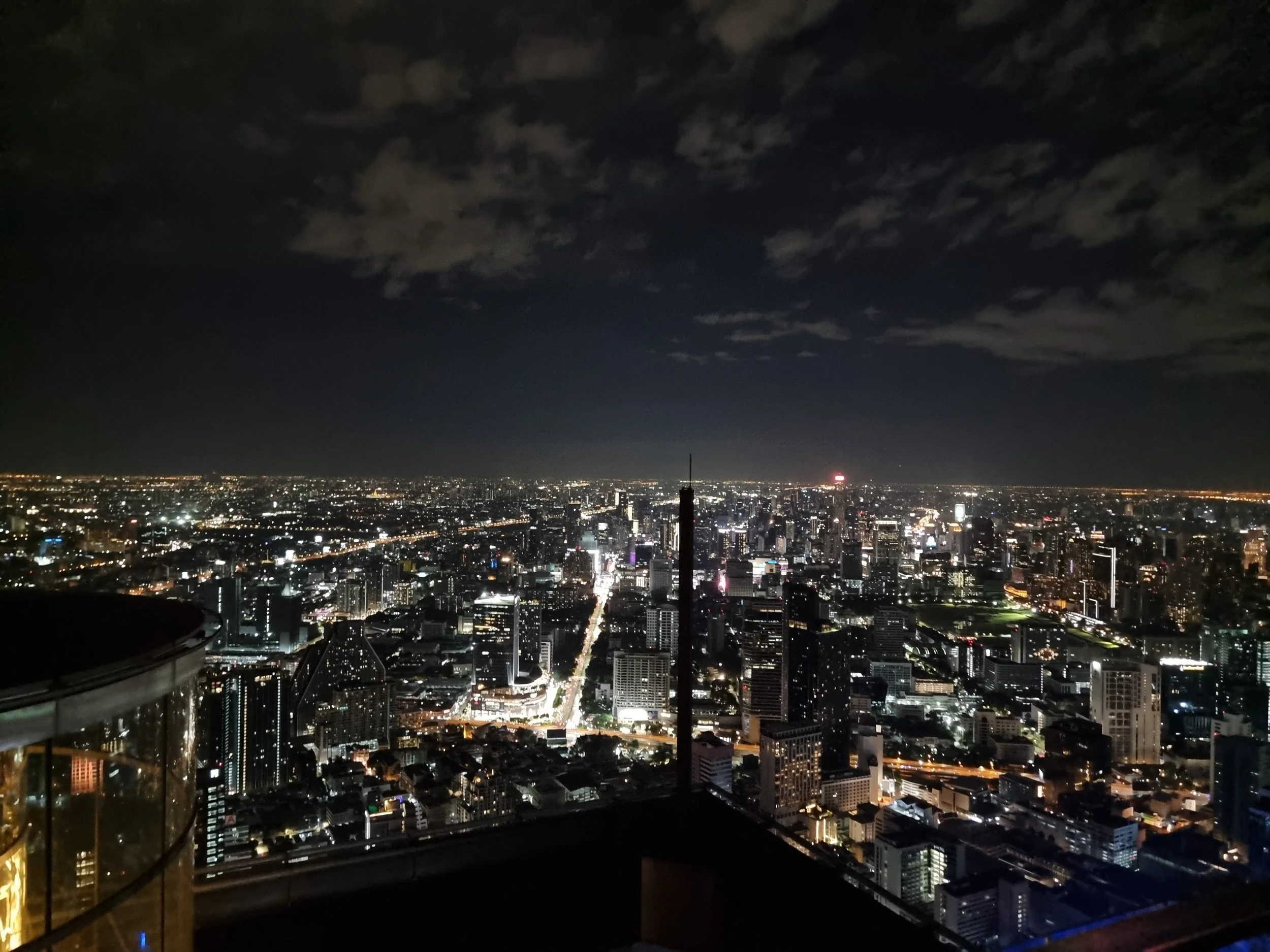 Nighttime cityscape of Bangkok.