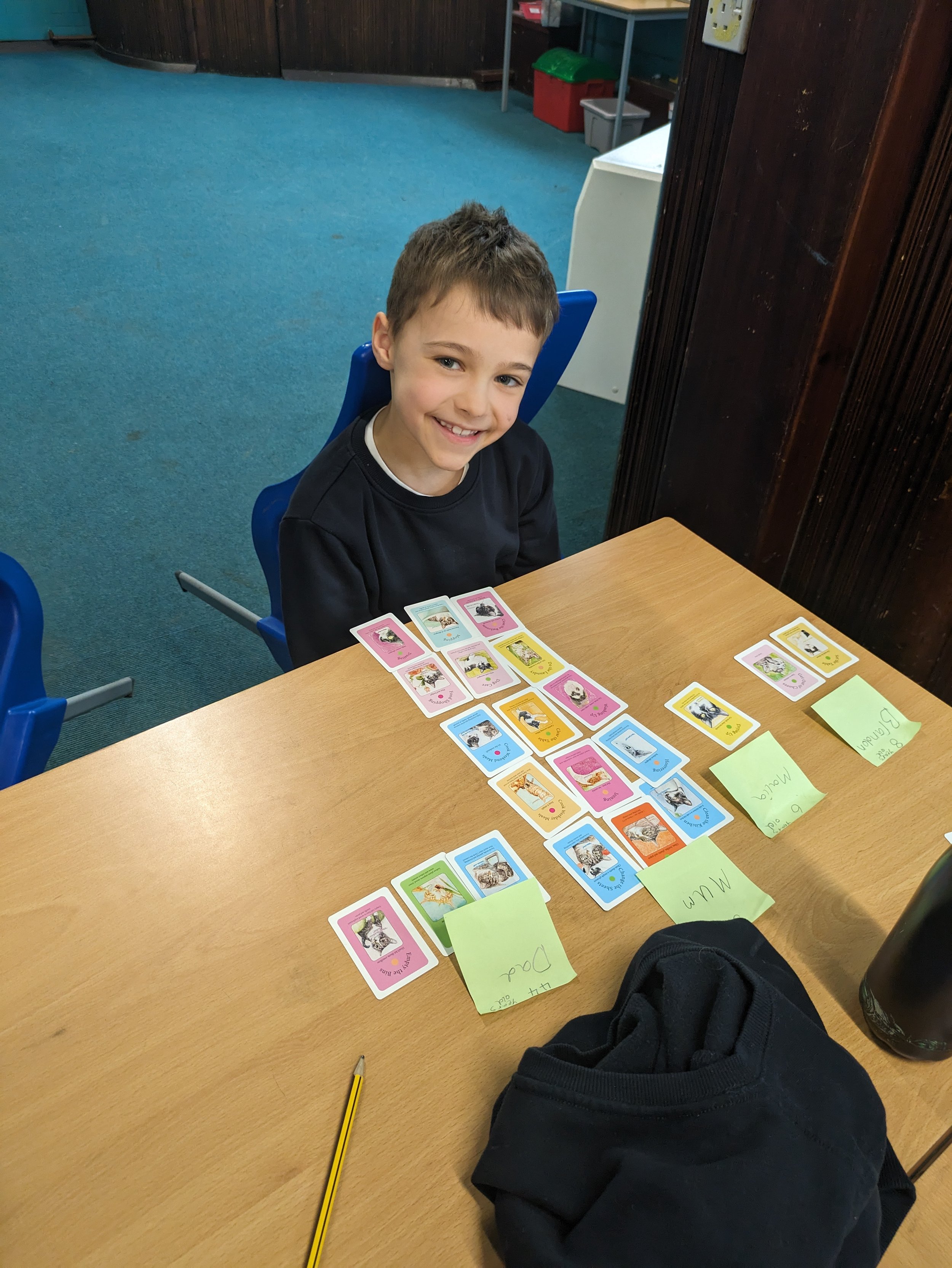 P4 pupil enjoying Share the Chores School Tool Kit