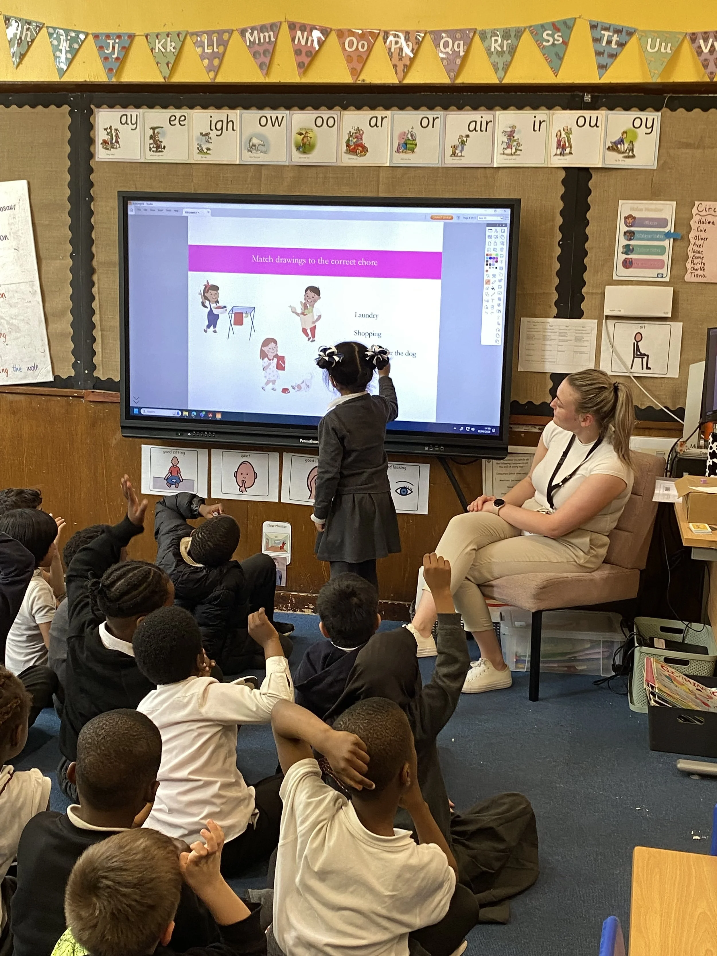 P2 pupils engaging with Share the Chores.