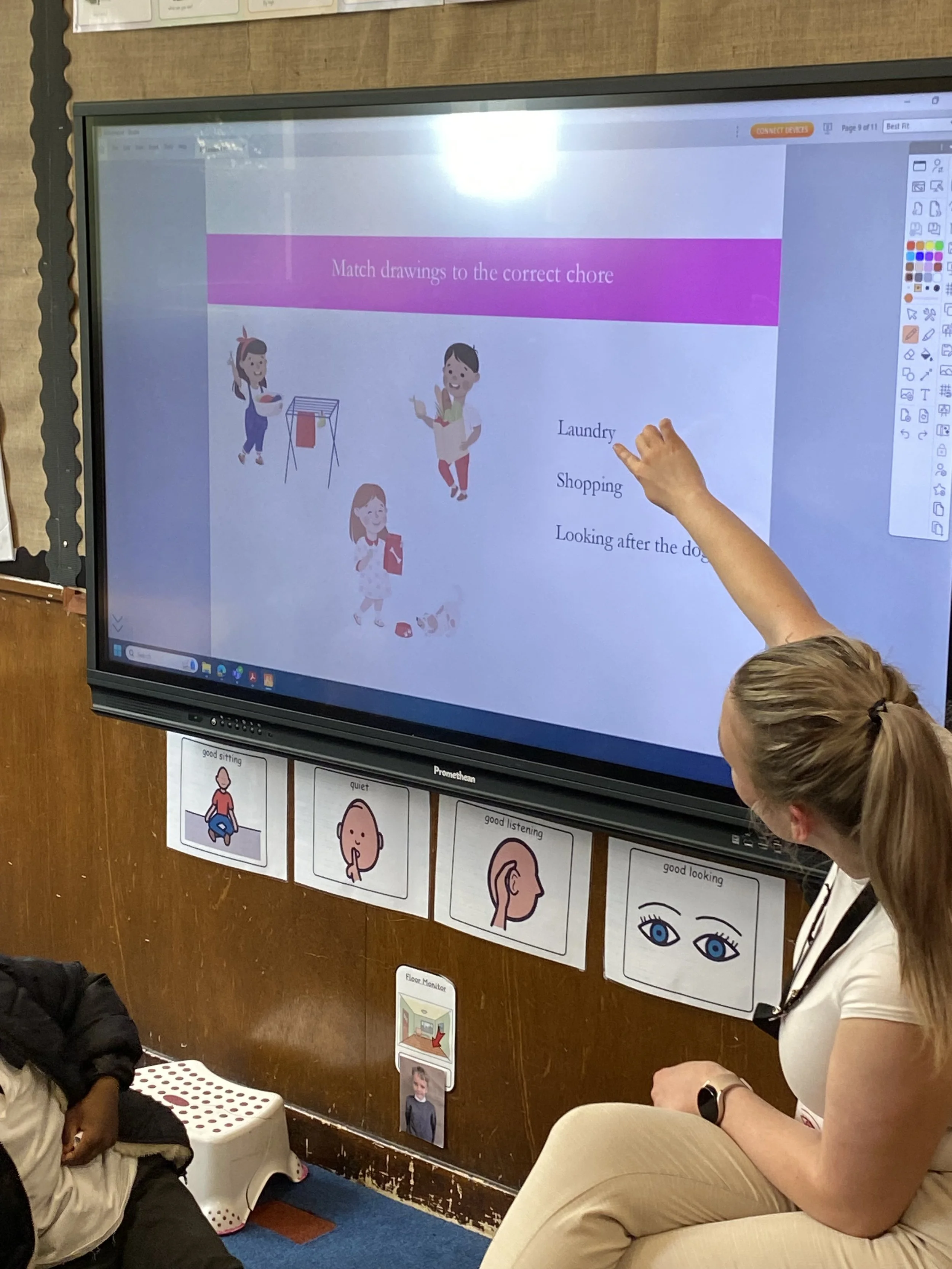 P2 pupils learning about chores.