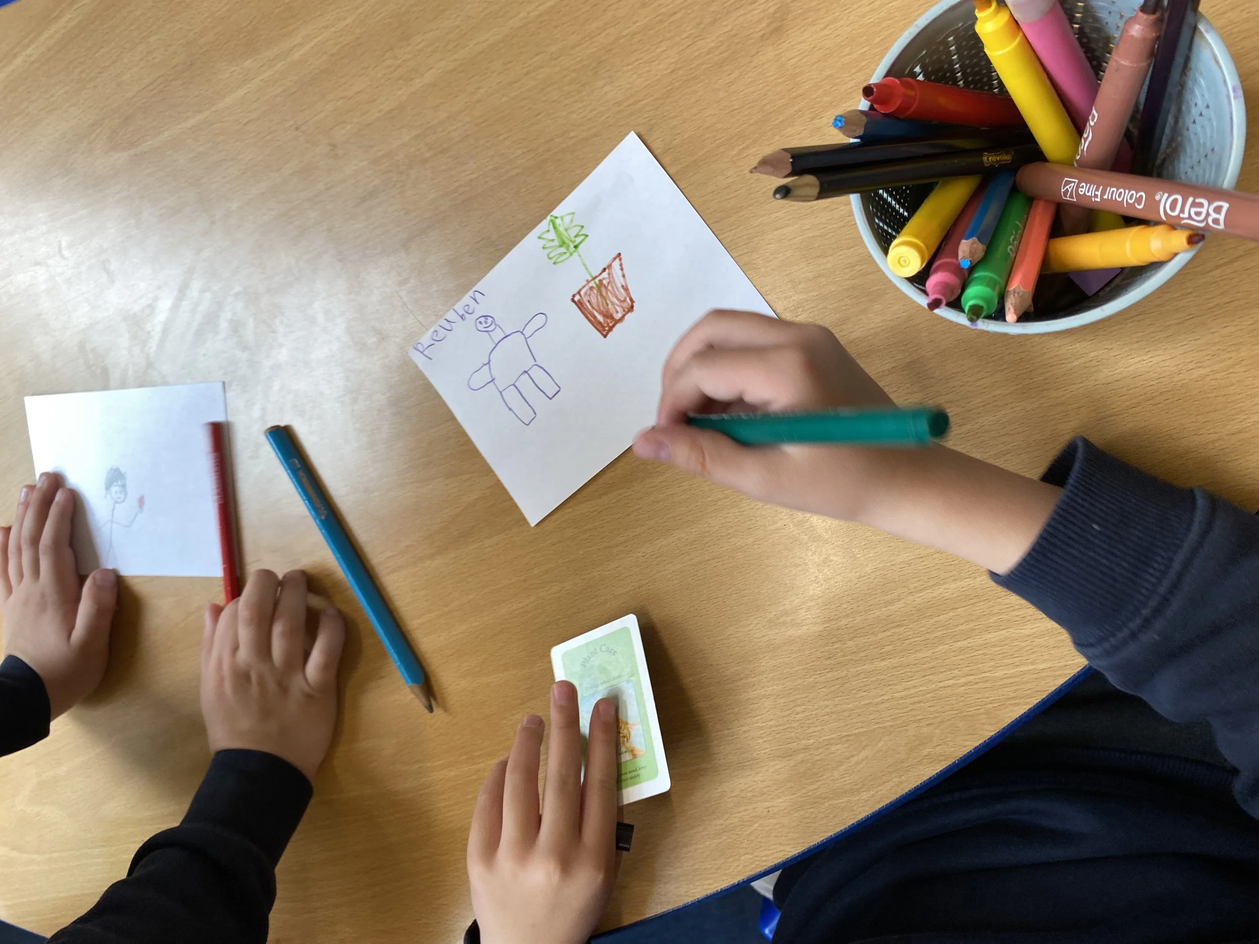 P2 pupils drawing chores.