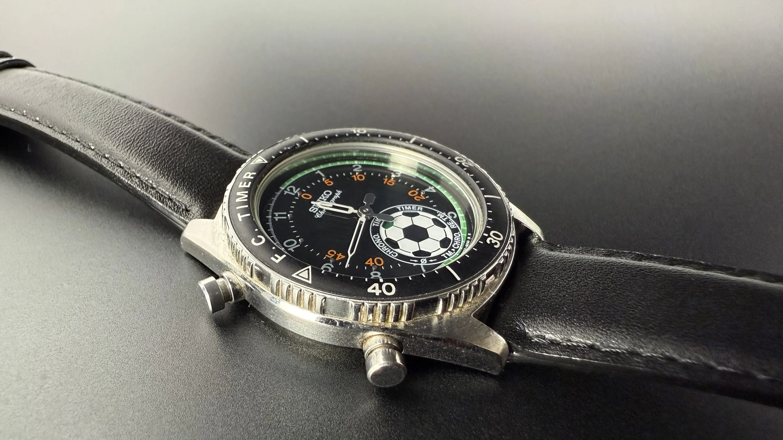 SEIKO セイコー 8M32-6010 サッカータイマー 腕時計 レア Seiko Soccer timer 8M32-6010 Vintage Chronograph White Green