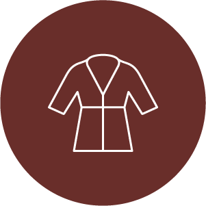 Line drawing of a robe in red circle