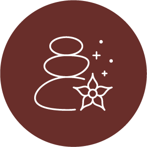 Line drawing of balancing stones in red circle