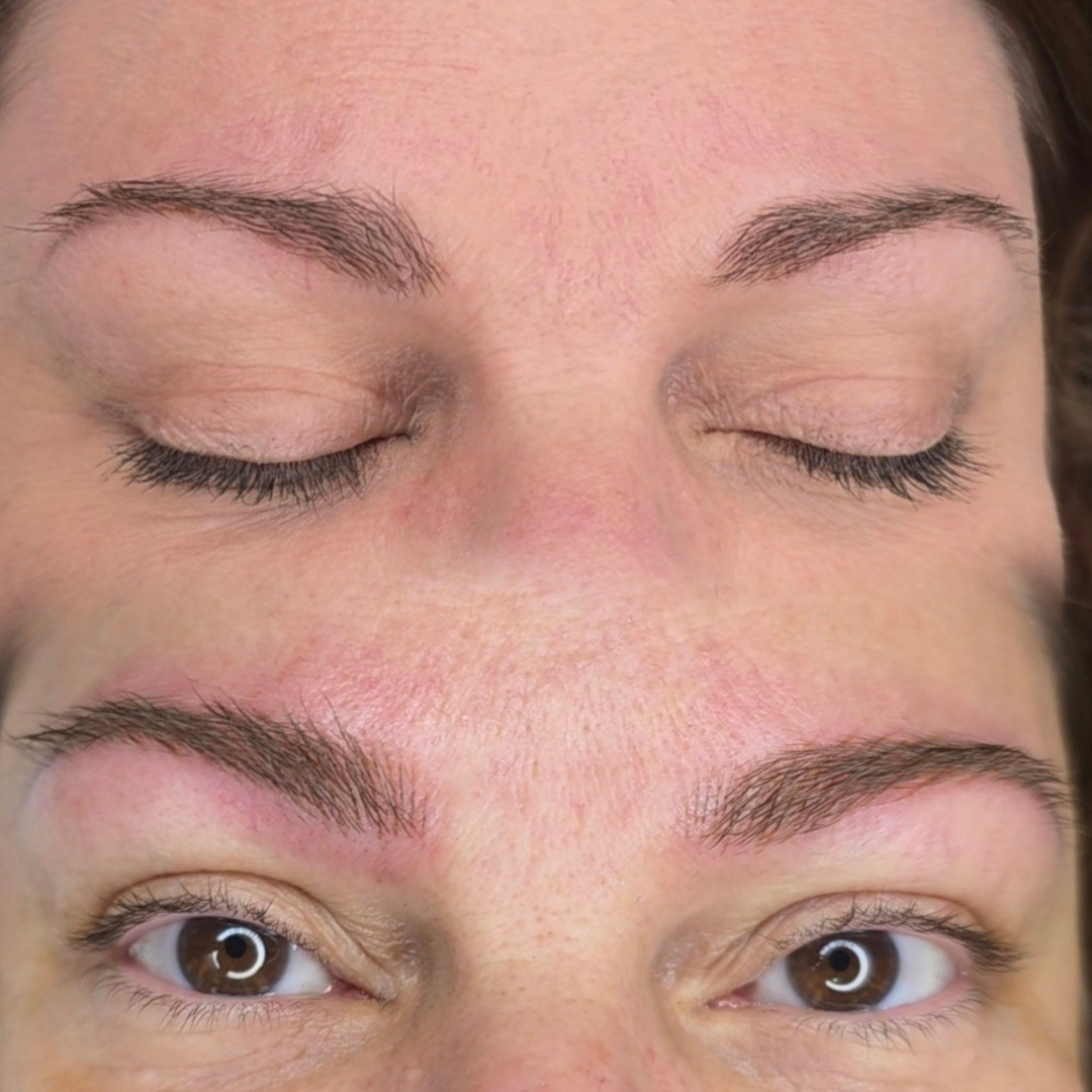 Natural and subtle machine 'nano' hairstrokes for sparse 90s brows in bristol
