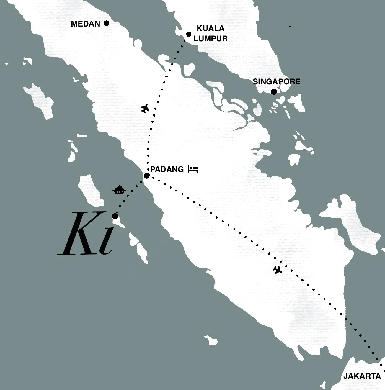 A route map to Kuala Lumpur, displaying the main roads and travel directions for easy navigation.