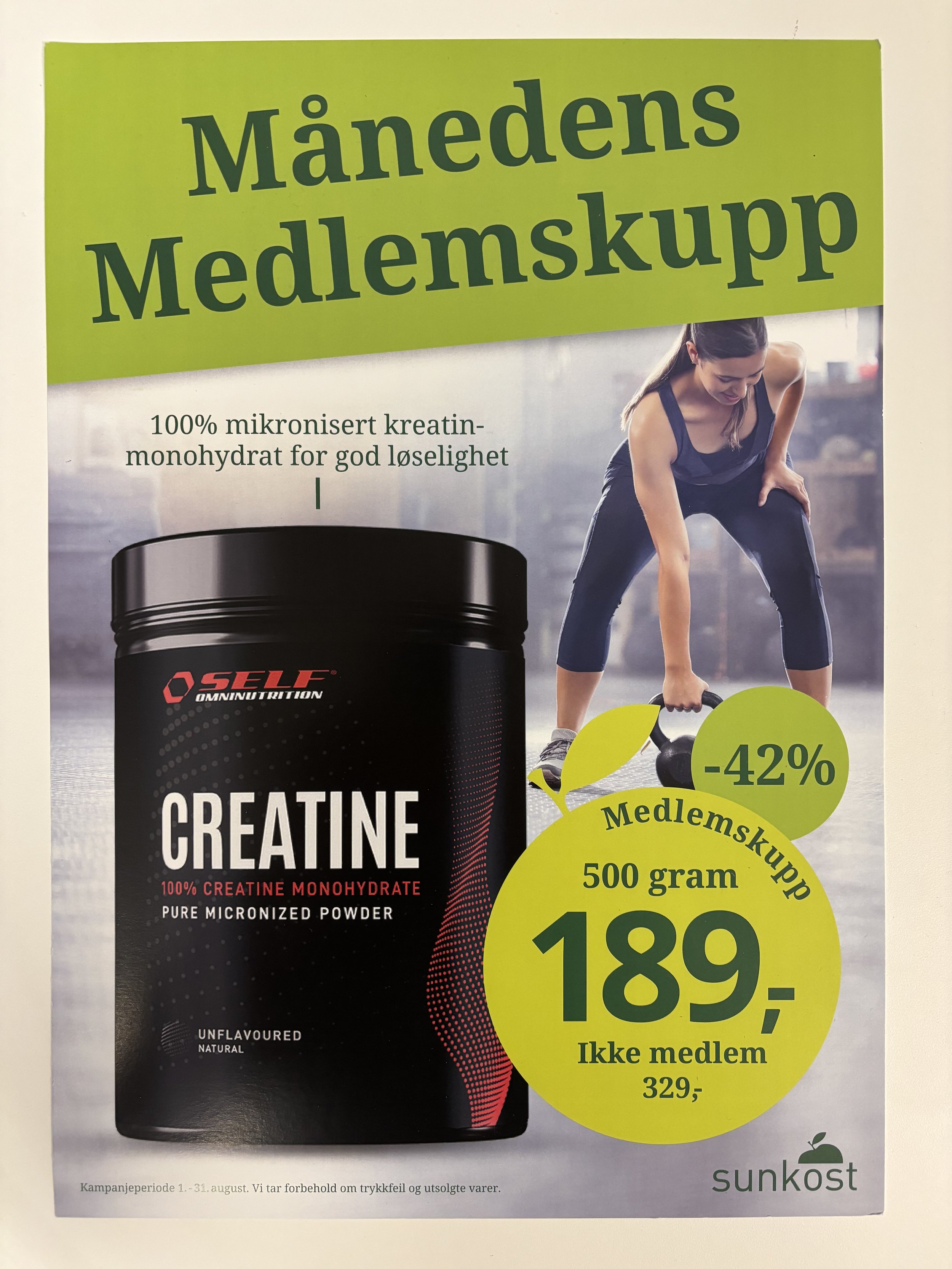 Månedens medlemskupp på kreatin!&nbsp;