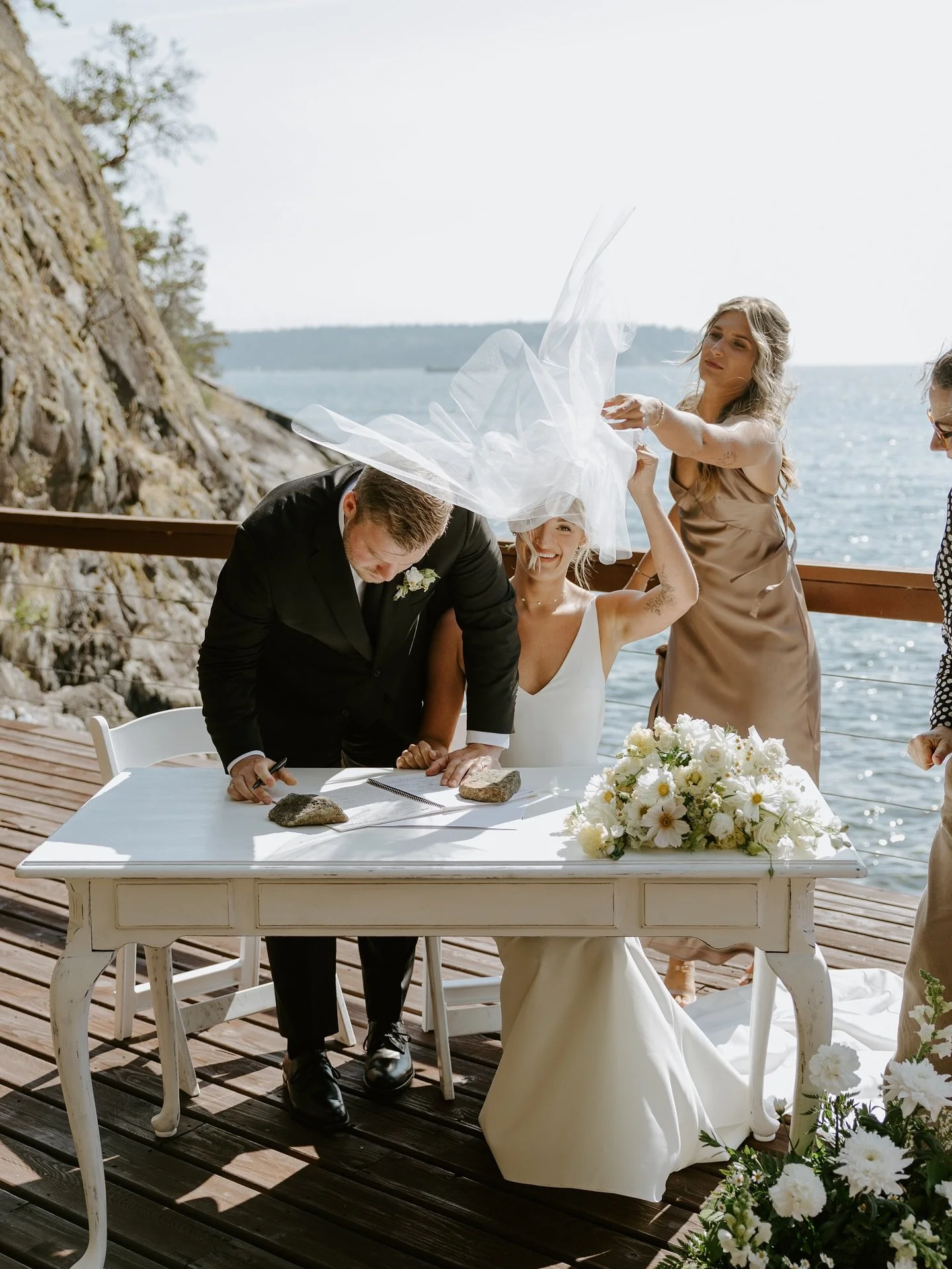 resharing this gorgeous day at @rockwatersecretcoveresort  this past august. a beautiful day celebrated on the sunshine coast and then another evening reception in their family&rsquo;s backyard. love you two and the days we got to celebrate with you❤