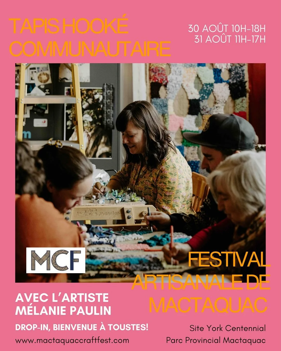 ✨30-31 ao&ucirc;t✨

Participez &agrave; mon projet communautaire de tapis hook&eacute; &laquo;&nbsp;L&rsquo;eau qui nous habille&nbsp;&raquo;. Une approche de hookage contemporaine qui examine de mani&egrave;re critique l&rsquo;industrie textile en r