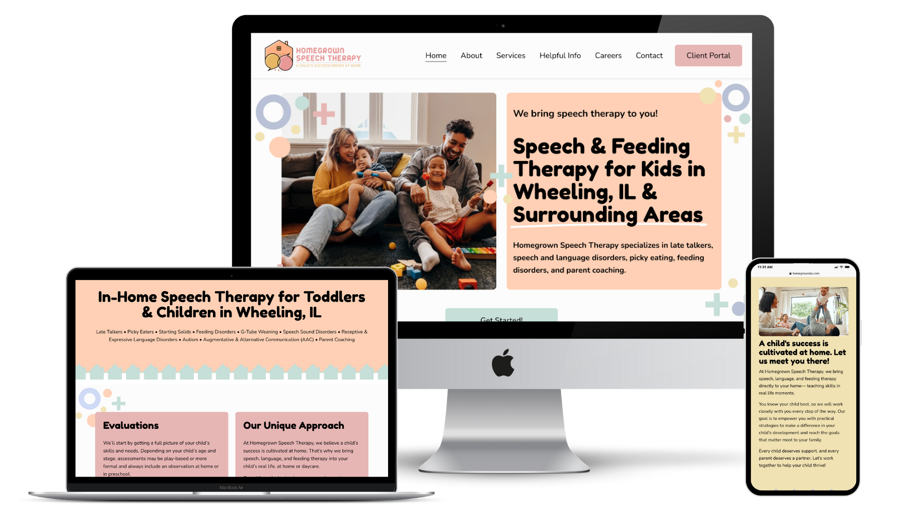 Website design, brand elements, copy, and SEO